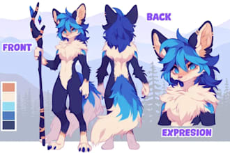 draw reference sheet for your furry character anime vtuber model live2d vrchat