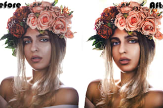 do professional high end skin retouching for beauty, wedding and portrait photos
