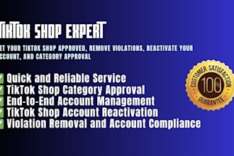 fix tiktok shop issues, approve categories, and  violations