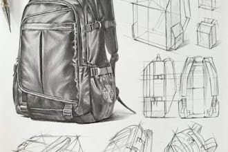 do tote bags, technical sketch, custom handbag design, and paper bag tech pack
