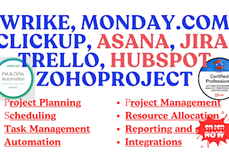 do task project management wrike clickup asana jira trello hubspot zohoproject