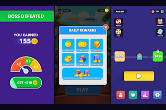 design attractive 2d game UI and UX for mobile games