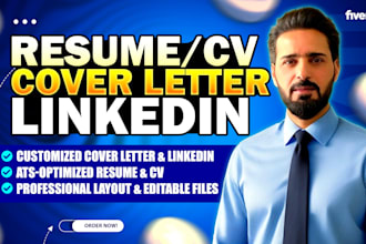 write ats optimized resume, CV, cover letter and linkedin profile