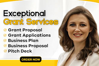 write grant proposal, application, research, business plan, pitch deck