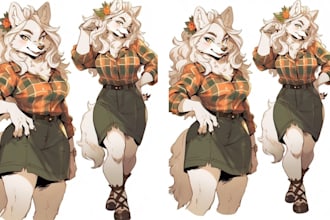 draw fursona furry character, ref sheet avatar, anime nsfw art style