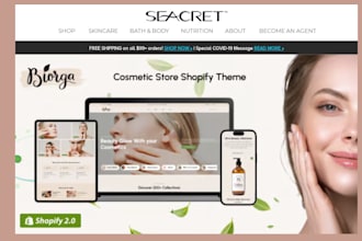 design skincare shopify store cosmetics shopify store  spa skincare website