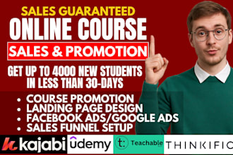 do udemy online course promotion, kajabi thinkific course marketing sales funnel