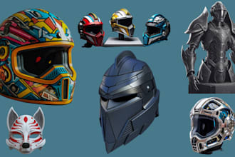 sculpt custom 3d printable helmet, 3d mask, 3d armor, 3d cosplay props model
