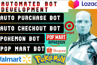 develop custom auto purchase bots including shopping bots, amazon bots, pokémon