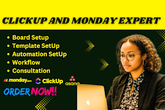setup clickup CRM monday com clickup automation expert monday project management
