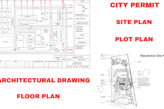 draw your property site plan, plot plan, 2d floor plan for city permit