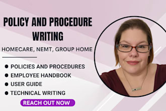 write develop home care healthcare policy and procedure sops employee handbook