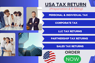 prepare and efile US tax returns for business and individual 1040, 1120, 1065