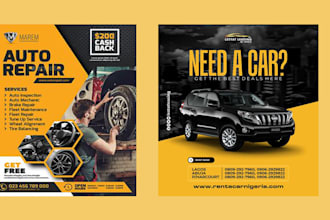 create automobile flyer, car dealership flyer and electric cars design