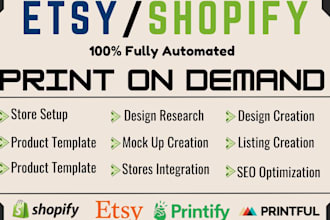 shopify print on demand store shopify website design printful printify SEO