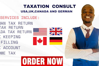file your german, US, UK, and canada tax return and provide expert tax consult