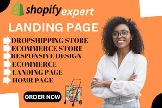 design shopify landing page or  ecommerce website  shogun pagefly and gempages