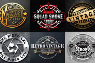 design modern badge, emblem, sticker, stamp, seal, patch, label or mascot logo