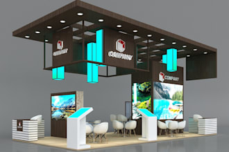 do 3d exhibition booth stall, kiosk, trade booth, stand booth