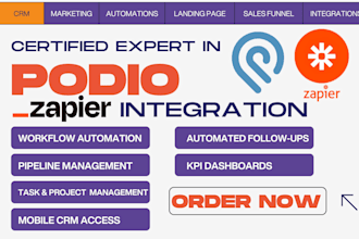 setup podio real estate crm zapier n8n integration custom workflow automation