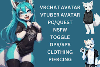 custom 3d nsfw fursona furry vrchat avatar model vr vrc character vtuber rig