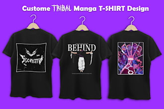 make an awesome anime tribal tshirt design manga