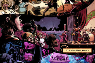 create a comic strip or comic page inked, or fully colored
