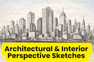 draw interior urban and architectural perspective sketches in pencil