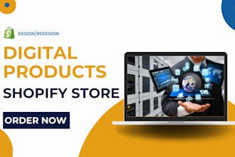 create responsive digital products shopify store,  ebook, online courses store