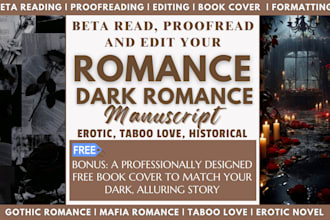 beta read, proofread and edit your dark and taboo romance stories, cover design