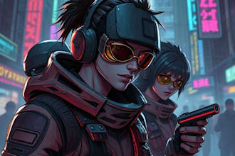 create scifi or cyberpunk character portrait art
