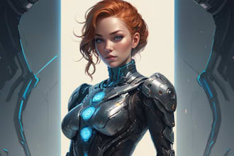 design stunning sci fi portrait art