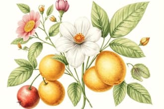 draw botanical illustrations of flowers, plants, fruits
