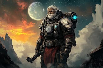 draw a sci fi character illustration or sci fi character