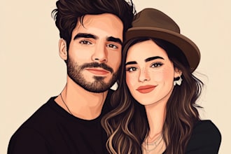 illustrate a vintage couple portrait