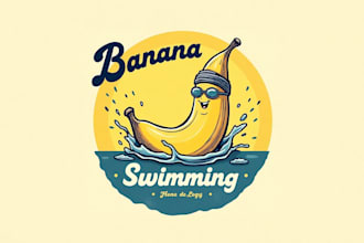 create outstanding banana swimming logo with express delivery