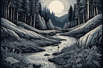 create artistic linocut illustration with fast delivery