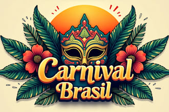 design unique mask brazilian carnival logo for your company