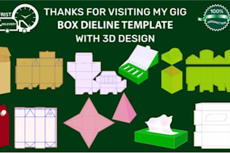 create any box perfect die line template  for your need
