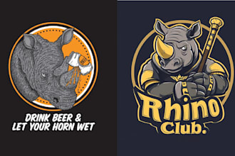 create mascot hooligan rhinoceros logo