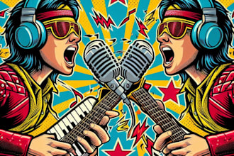 design a pop art cartoon illustration for t shirt and merch