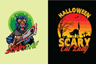 make creative t shirt halloween horror logo