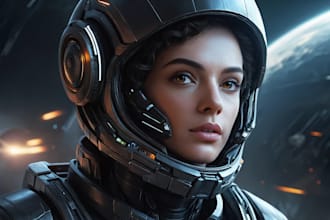 design stunning sci fi portrait art