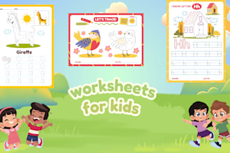 design custom kids worksheets,activity books and coloring books