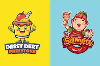 create unique food ice cream cartoon logo