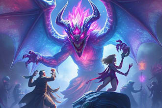 draw fantasy dnd art, monster character, game art, sheet, and dnd party