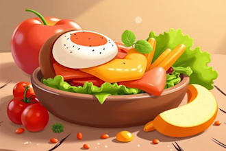 draw food in vector cartoon illustration from photo