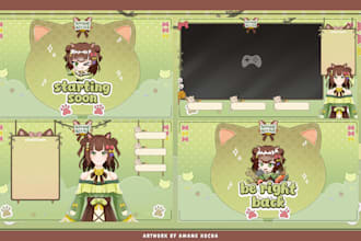 design and draw vtuber stream overlay anime style for twitch, kick, youtube