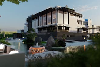 craft realistic villa,cgi beach house,model hotel,lounge,3dlobby,facade exterior