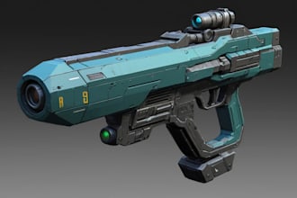 design a 2d sci fi hard surface weapon or prop model